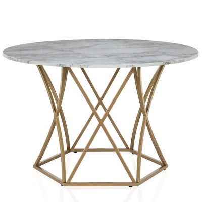 Elle Round Dining Table Gold - CosmoLiving by Cosmopolitan