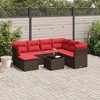 vidaXL 8 Piece Patio Sofa Set with Cushions Brown and Red Poly Rattan - With Table - 2 of 4