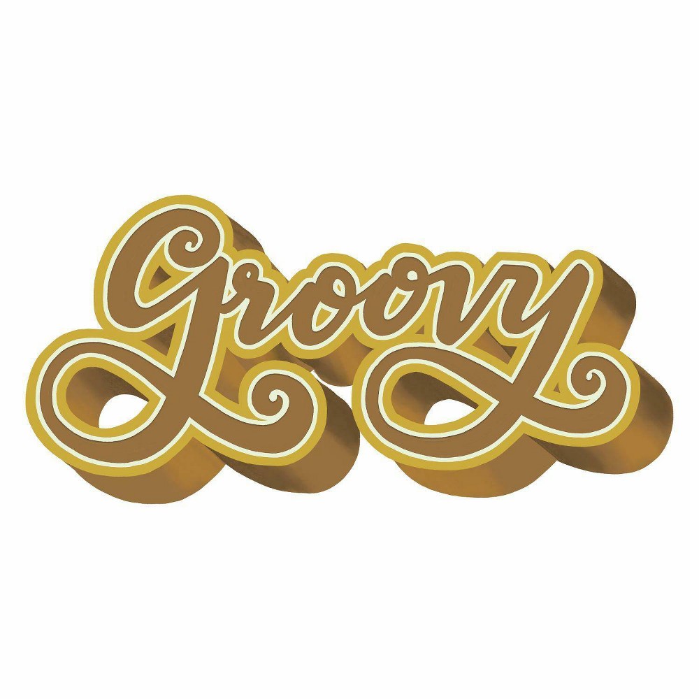 Groovy Retro Peel and Stick Giant Wall Decal Mustard/Gold - RoomMates: Vinyl Self-Adhesive for All Ages