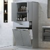 Bathroom Storage Cabinet with Two Laundry Baskets, Storage Cabinet with Doors and Drawer for Home, White - 2 of 4
