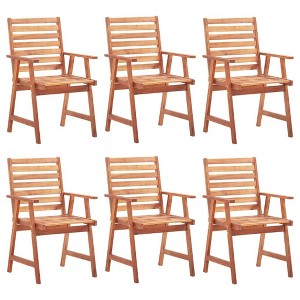 vidaXL Outdoor Chair Set of 6 Natural Wood Solid Acacia Wood and Polyester - 1 of 4