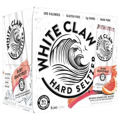 White Claw Ruby Grapefruit Hard Seltzer - 6pk/12 fl oz Slim Cans