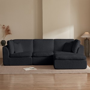 TiramisuBest 110" Cloud Sectional Couch, Convertible L-Shape Modular Sofa with Ottoman, 3-Seater Couch for Living Room, Gray - 1 of 4
