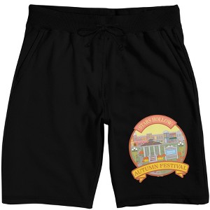 Gilmore Girls Stars Hollow Autumn Festival Men's Black Sleep Pajama Shorts - 1 of 4