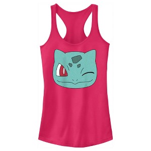 Juniors Womens Pokemon Bulbasaur Wink Face Racerback Tank Top - 1 of 4