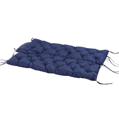 Dark Blue Tufted 3-Seater Outdoor Bench Cushion with Backrest