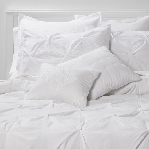 8pc King Pinch Pleat Comforter Set White - Threshold™ : Target