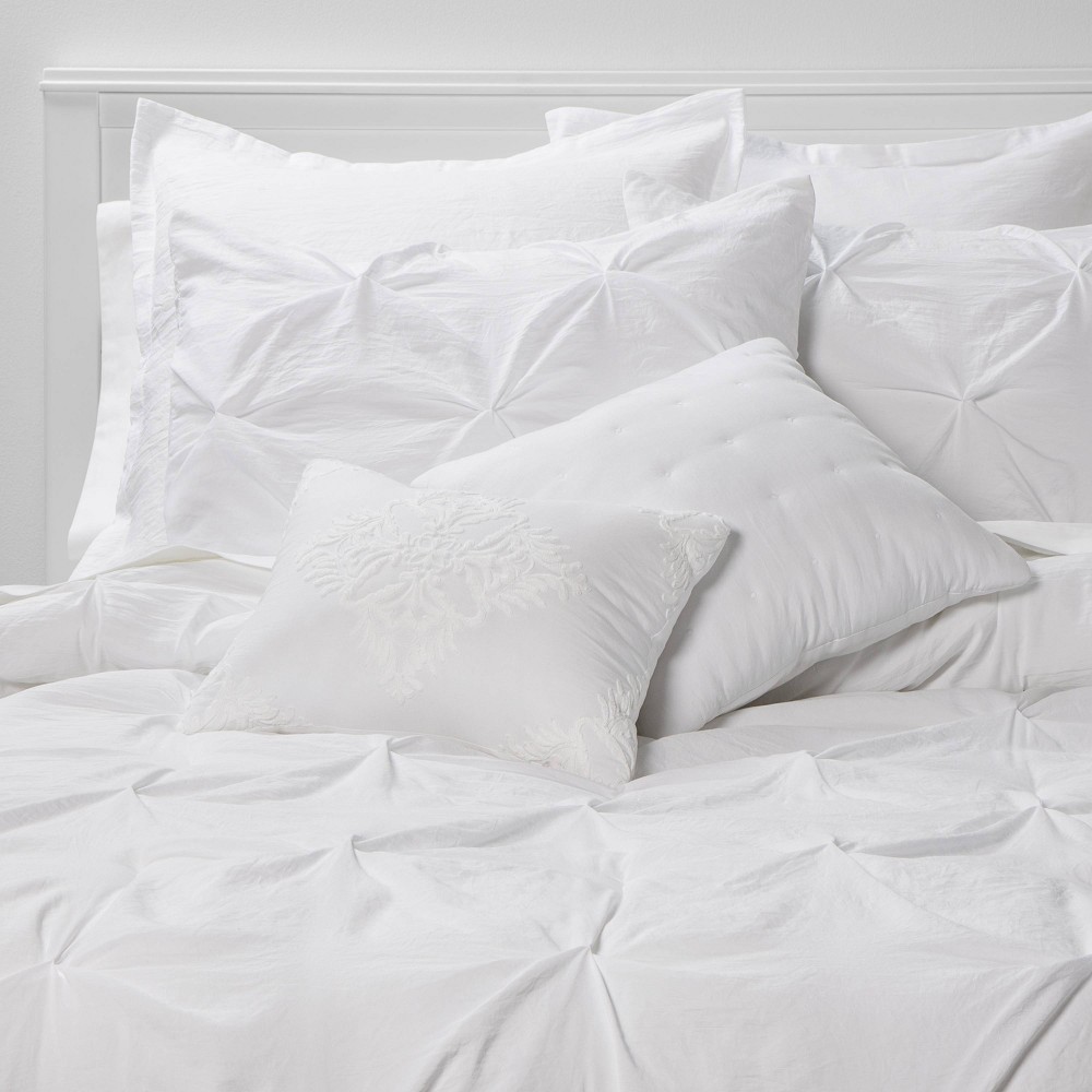 Photos - Duvet 8pc Queen Pinch Pleat Comforter Set White - Threshold™