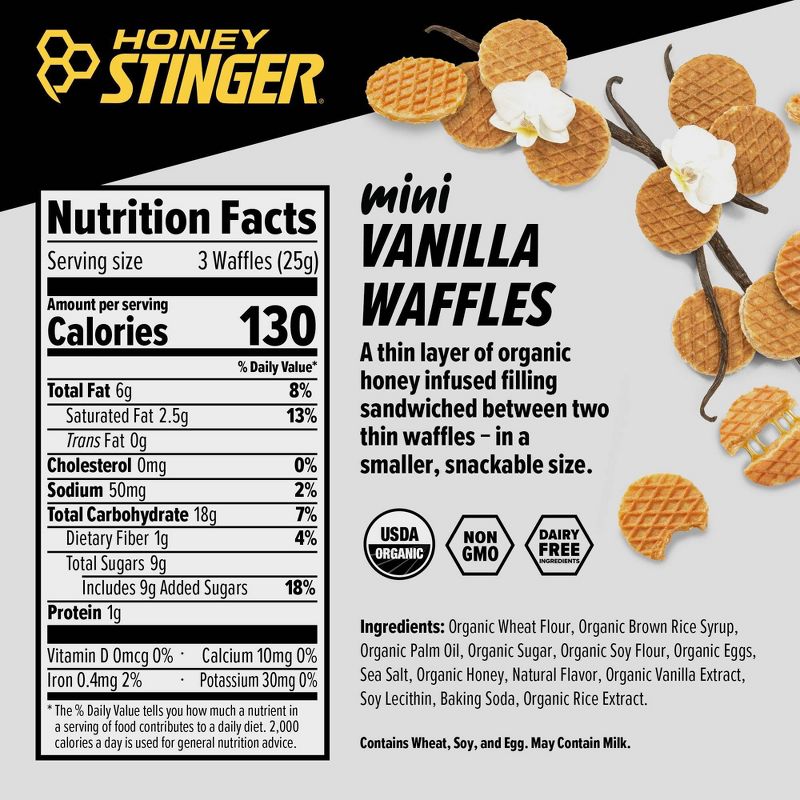 Honey Stinger Organic Vanilla Mini Energy Waffle - 18ct, 3 of 7