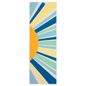 Luxurious Pearl Velvet Rug with Scorching Sun Print, Foldable, Non-Slip, Kid & Pet Friendly, Easy Care for High-Traffic Areas - 1 of 4