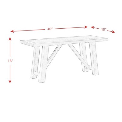 Rustic Gray 40" Trestle Base Solid Wood Dining Bench
