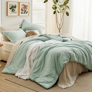 5/7 Pcs Soft Bedding Set All Season Boho Bed in a Bag Contrasting Design - 1 of 4