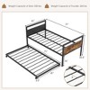 Costway Twin Metal Daybed with Trundle Lockable Wheels Heavy Duty Metal Slats Support - 3 of 4