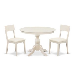 3-Piece Linen White Finish Solid Wood Top - Dining Room Set - Seats 4 - 1 of 4