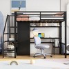 Twin Size Metal Loft Bed with Desk, Wardrobe, Storage Staircase & Shelves, Space-Saving Gaming Bed Frame - ModernLuxe - 2 of 4