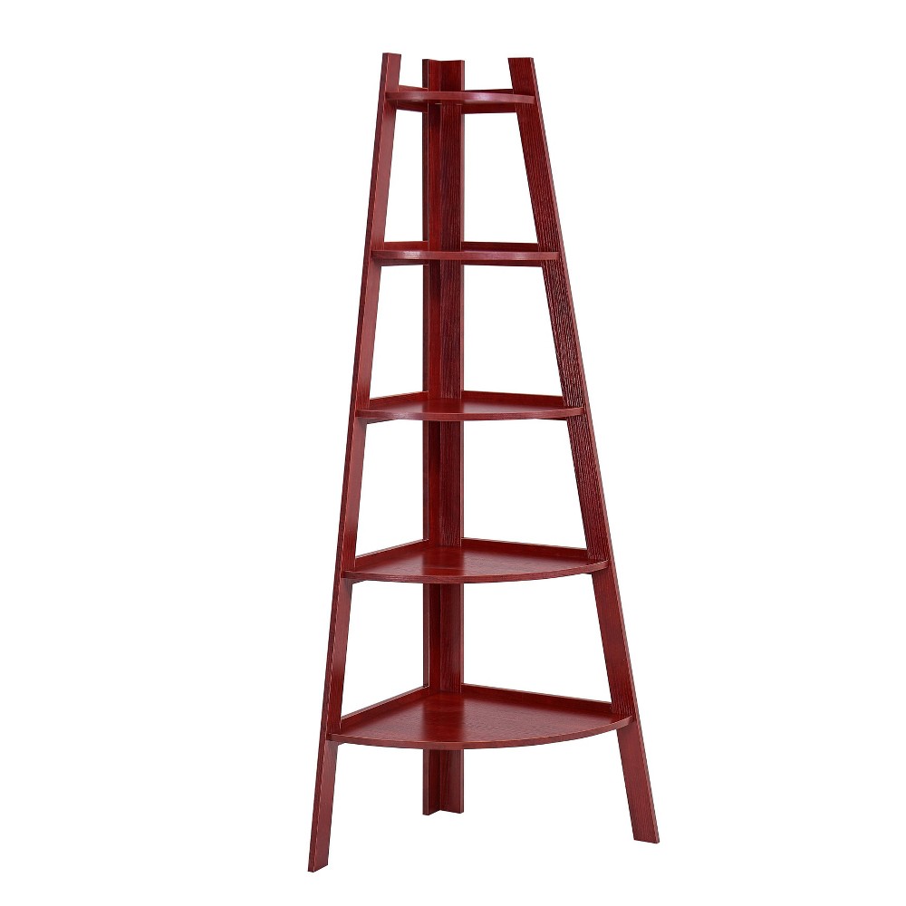 Photos - Wall Shelf 63" x 29" Five Tier Pyramid Corner Ladder Bookshelf Cherry - Danya B.