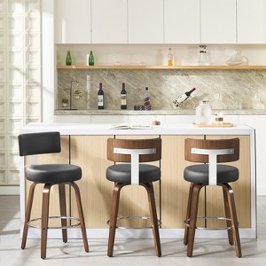 Bekrvio 26'' Counter Height Swivel Bar Stools, Faux Leather Upholstered - 1 of 4