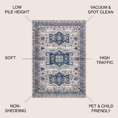 Modern Vintage Moroccan 4'x6' Gray Reversible Synthetic Rug