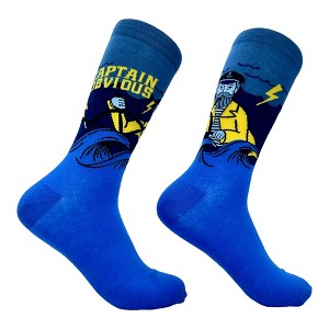 Crazy Dog T-Shirts Men's Captain Obvious Socks Funny Boat Fishing Sailor Novelty Joke Footwear - 1 of 4