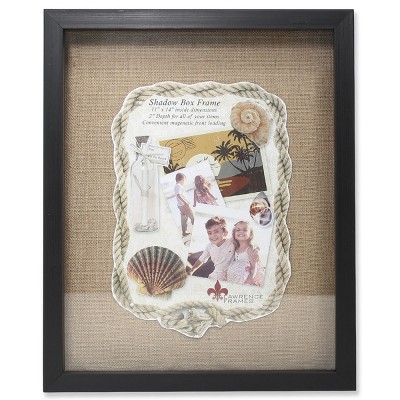 11"x14" Burlap Display Board Front Hinged Shadow Box Frame Black - Lawrence Frames