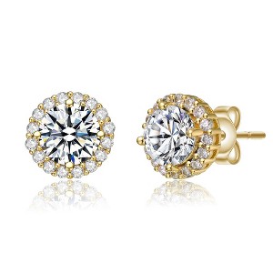 Elegant Round Stud Earrings Featuring Vibrant Colored Cubic Zirconia for a Stylish and Refined Look - 1 of 3