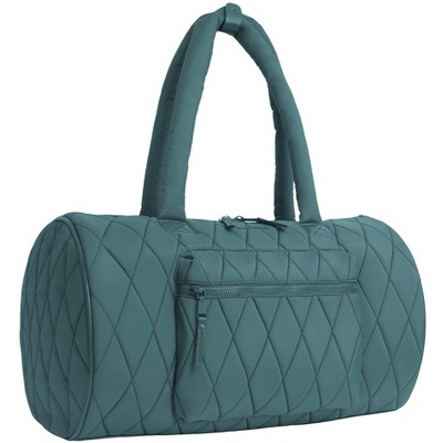 Max Studio 20 Inch Large Nylon Diamond Quilted Roll Duffle Bag