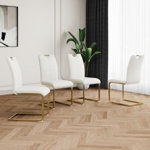 DOMETOUR Modern Dining Chairs with Faux Leather Padded Seat with Chrome Metal Legs for Kitchen Dining Room Set of 4 - 1 of 4