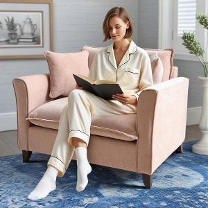 Oversized Chenille Upholstered Accent Chair for Living Room Bedroom, Modern Chenille Upholstered Wider Seat Cloud Cushion Armchair W/2 Pillows - 1 of 4