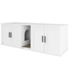 PawHut Cat Litter Box Enclosure for 2 Cats, Cat Washroom Furniture with Double Room, Scratching Mat, 57" x 19" x 20", White - 4 of 4