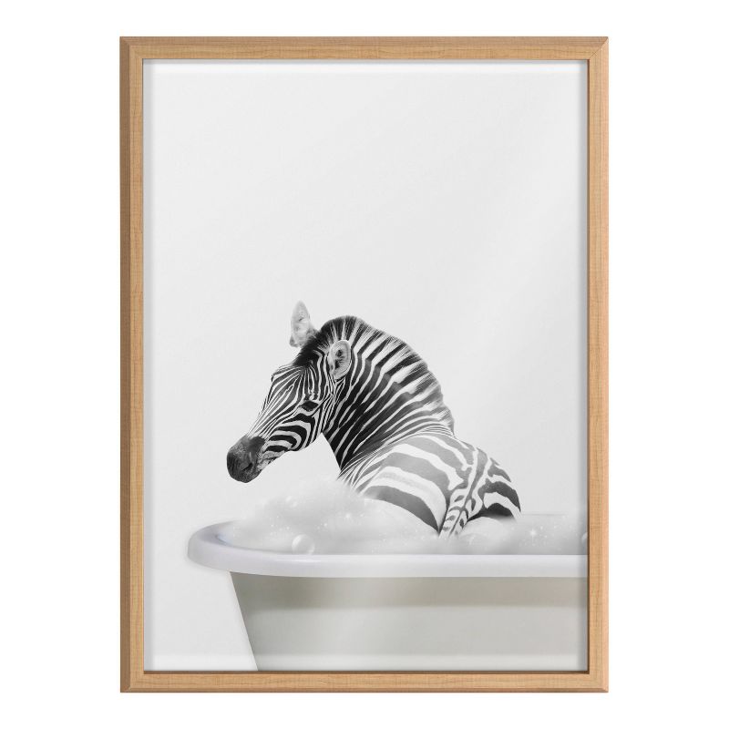 18&#34; x 24&#34; Blake Bathroom Bubble Bath Zebra by The Creative Bunch Studio Framed Printed Glass Natural - Kate &#38; Laurel All Things Decor, 3 of 8