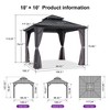 PURPLE LEAF Permanent Hardtop Gazebo Aluminum Frame Gazebo with Galvanized Steel Double Roof, UV-Resistant, Netting & Curtains included - Grey - 3 of 4