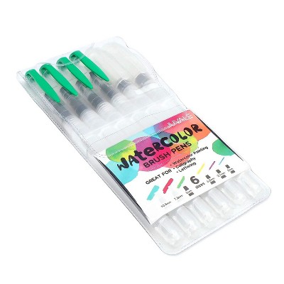 Juvale 6-Pack Watercolor Paint Brush Pens Set for Drawing Calligraphy Painting Coloring, Arts and Crafts