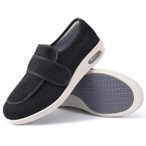 Women's Wide Width Elderly Shoes, Adjustable Hook and Loop Closure Anti-Slip Breathable Lightweight, Swollen Feet Walking Sneakers - 1 of 4