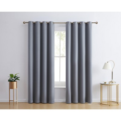 HLC.ME Laurance Complete Blackout Thermal Insulated Grommet Top Panels Window Curtains Drapes for Bedroom, Set of 2