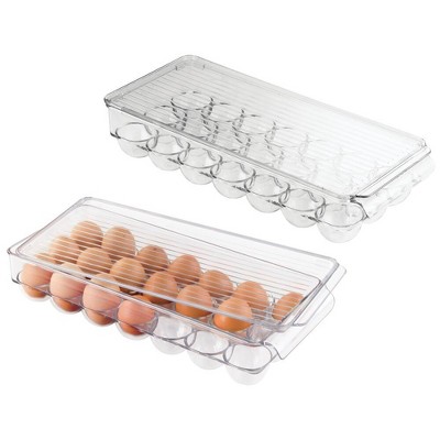 iDesign Plastic Egg Holder - Holds 21 Eggs - Set of 2 - Clear, USA Made