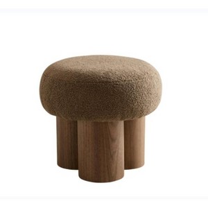 Dexmalle Brown Mushroom Stool with Lamb Wool Upholstered - 1 of 4