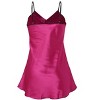 INSPIRE CHIC Women Satin Lace Trim Sleepwear Nightgown Pajama Slip Dress - 3 of 4