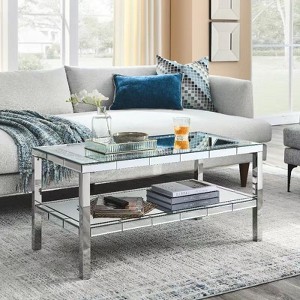 NicBex 2-Tier Rectangle Tempered Glass Coffee Table Center Dining Table with Open Shelf for Living Room - 1 of 4