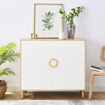 Buffet Cabinet Sideboard Storage Cabinet With Adjustable Feet Freestanding Coffee Bar Accent Cupboard Organizer