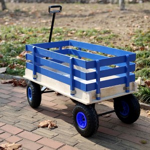 KWPZQEB Garden Wagon, Wooden Utility Cart with Foldable handle & Removable Side Wooden Panels, Yard Dump Cart, Toy Storage Cart for Yard Work - 1 of 4