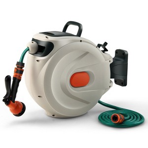 SKONYON Hose and Reel Set with 98' Hose and Resin Garden Hose Reel for 1/2" Hoses - 1 of 4
