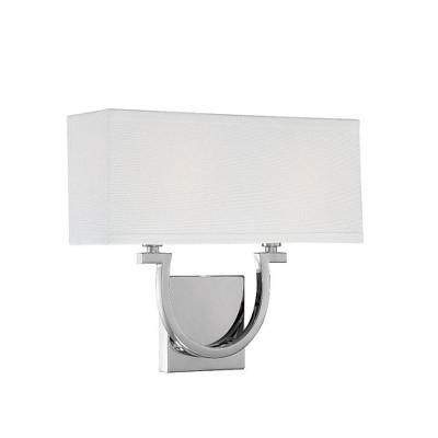 Rhodes Polished Nickel Dimmable Wall Sconce with White Linen Diffuser