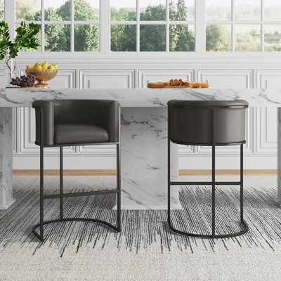 Cosmopolitan Pebble Faux Leather 24" Counter Stool with Metal Frame