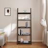 5-Tier Ladder Wooden Bookshelf,Storage Bookcase with Rubber Wood Frame,Freestanding Leaning Bookcase for Living Room, Bedroom-Baofuwish - 3 of 4