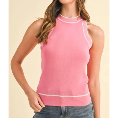 Women's Striped Rib Halter Neck Sweater Tank - AnnieWear