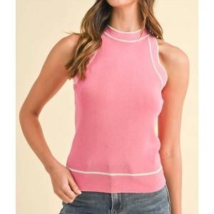 Women's Striped Rib Halter Neck Sweater Tank - AnnieWear - 1 of 3