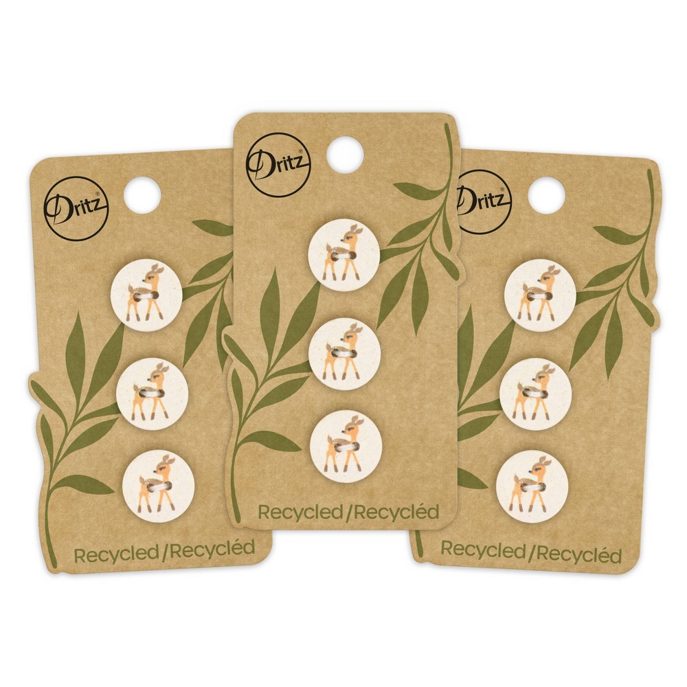 Dritz 15mm Recycled Cotton Deer Buttons Natural: Sewing Fasteners, Beige, 9 Pieces, Plastic