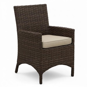 Covers & All Universal 24 in W Arm Dining Chair, Aspen Wicker w / Sunbrella Cushions - 1 of 4