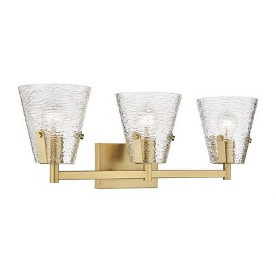 Analia Modern Gold 3-Light Vanity with Clear Glass Shades