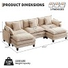 Coucheta 112" Modular Sectional Sofa - Convertible L/U-Shaped 3-Seater with Ottoman(s) & Pillows, Deep Chenille Seat for Living Room, Beige/Coffee - 2 of 4